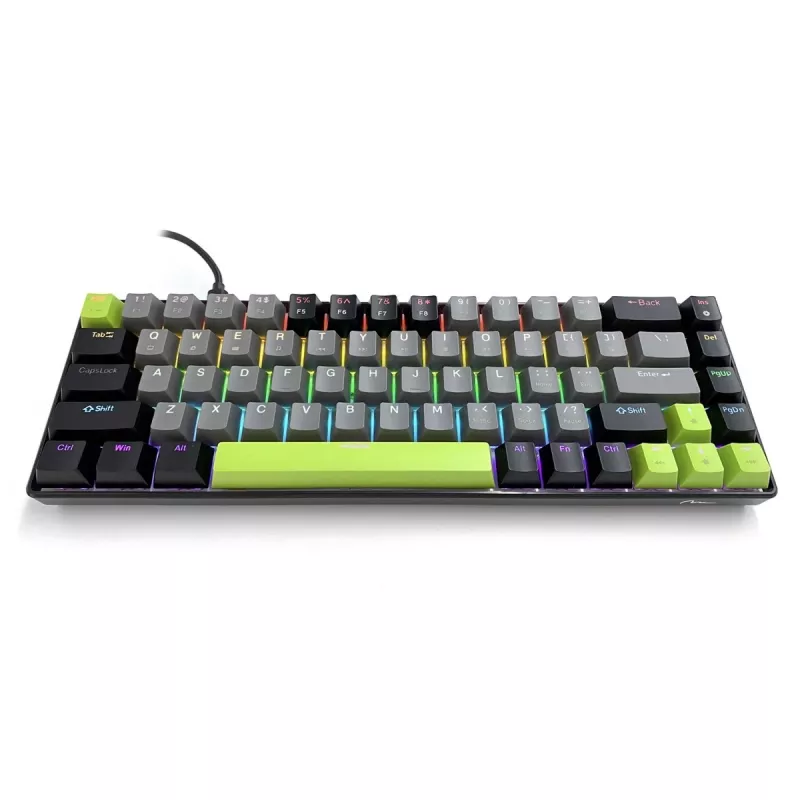 Mechaninė klaviatūra MEDIA-TECH MT1260 Red Core MX60, 60 % formos koeficientas, CHERRY MX Red jungikliai, RGB apšvietimas, USB, žalia