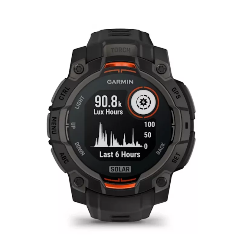 Garmin Instinct® 3 – 45 mm, saulės energija naudojantis laikrodis, juodas