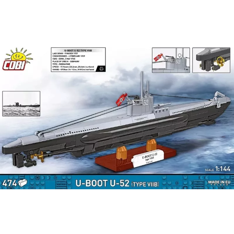 Konstruktorius Cobi U-Boot U-52 — 474 dalių modelio rinkinys