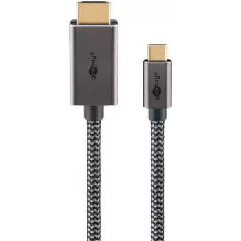 Goobay USB-C į HDMI pintas laidas 4K 60 Hz 1 m juodas sidabrinis - jungtis (75699)