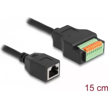 DeLOCK RJ45 laidas Cat.5e lizdas į gnybtų bloko adapterį 15 cm juodas