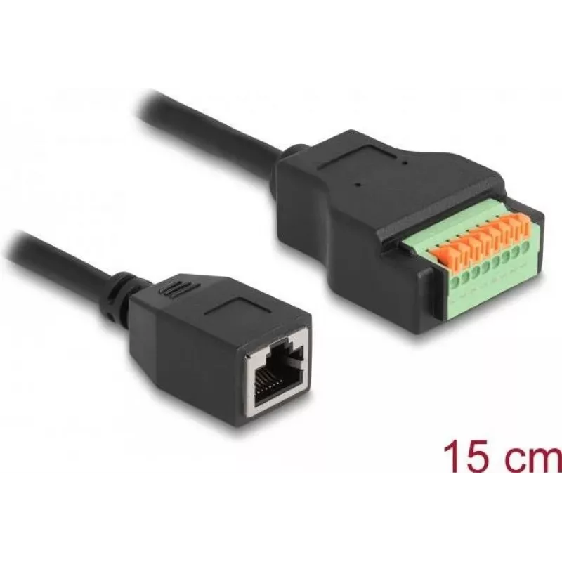 DeLOCK RJ45 laidas Cat.5e lizdas į gnybtų bloko adapterį 15 cm juodas