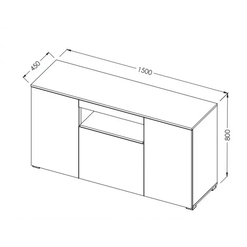 Cama Komoda VIVA 150 juodas/juodas blizgus + baltas