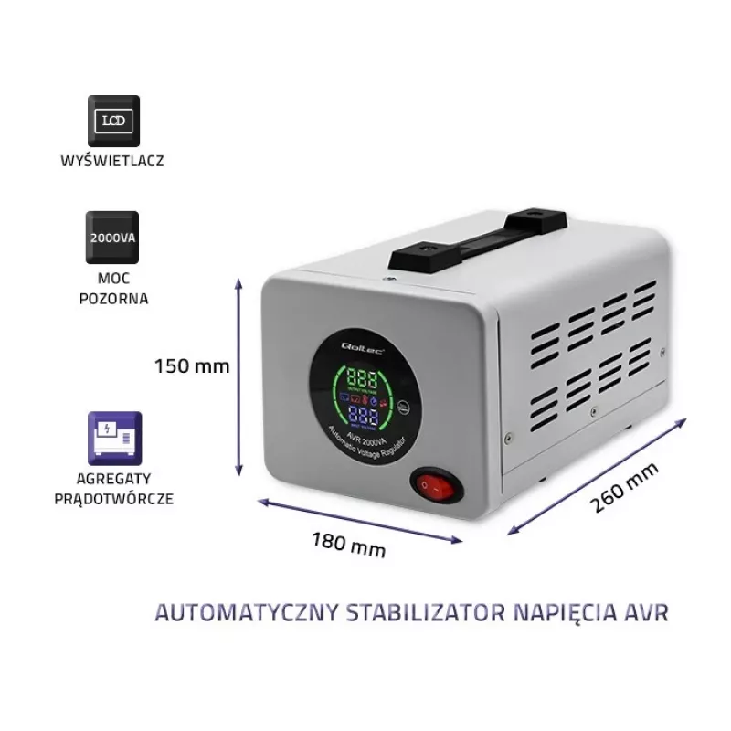 Qoltec 50724 automatinis įtampos stabilizatorius AVR 2000 VA