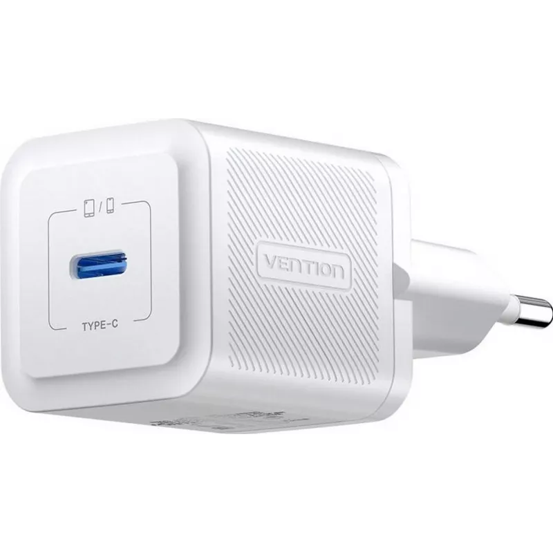 Vention mobilusis įkroviklis FEPW0-EU — 20W USB-C kintamosios srovės vidaus įkroviklis išmaniesiems telefonams, planšetėms, išmaniesiems laikrodžiams, ausinėms, balta