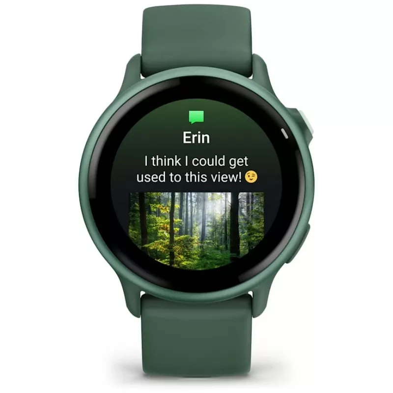 Išmanusis laikrodis GARMIN vívoactive 6 – sportinis laikrodis, 42 mm aliuminio/polimero korpusas, AMOLED 1,2 colio, GPS, 5 ATM, optinis širdies ritmo matuoklis, SpO2, 8 GB, žalias