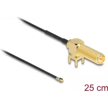 Koaksialinis kabelis DeLOCK 12033 0,25 m RP-SMA I-PEX MHF4, juodas