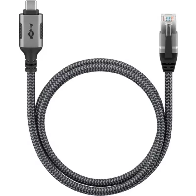 Goobay 70753 USB-C to RJ45 Ethernet CAT 6 kabelis for Stable Wired Internet Connection with Router/Modem/Network Switch/Replaces USB to RJ45 Adapter / 1