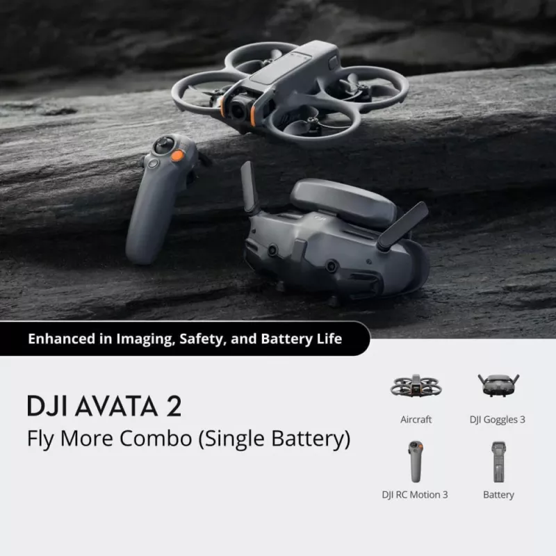 DJI Avata 2 Fly More Combo 1 baterija 4 rotoriai 12 MP 3840 x 2880 pikselių Juoda