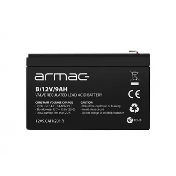UPS baterija ARMAC B/12V/9AH — sandari švino rūgšties 12V 9Ah, 1,8A įkrovos, 122A maks. iškrovos, ABS korpusas, 65×151×94 mm