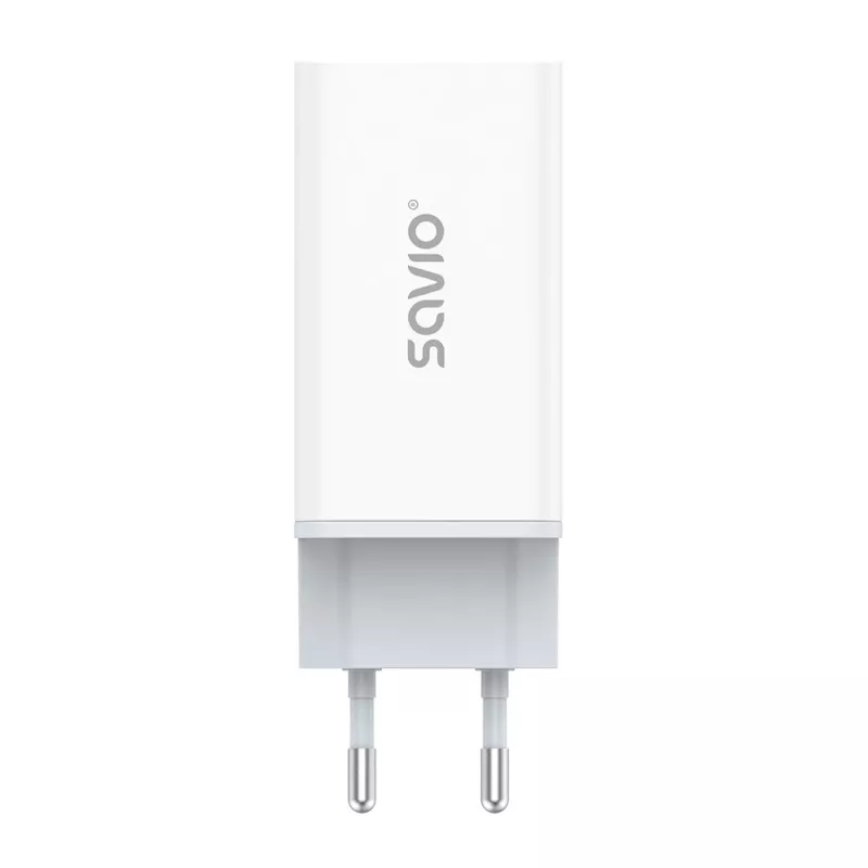 SAVIO LA-07 GaN 65W mains charger, USB, QC4.0+, PD 3.0, Balta