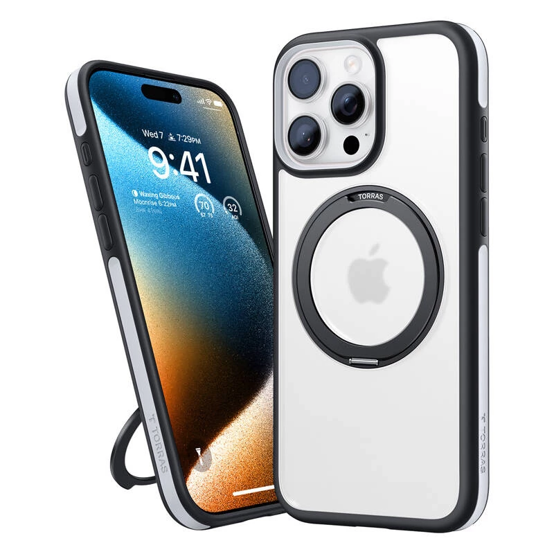 Apsauginis dėklas Torras Ostand R Fusion, skirtas iPhone 16 Pro Max – juodas