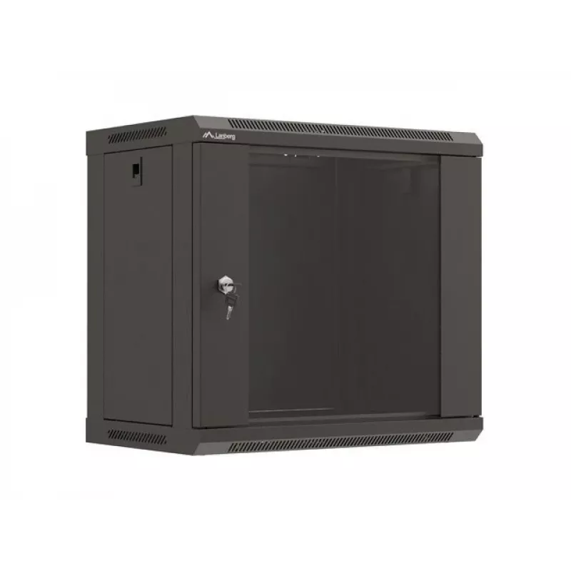 Prie sienos montuojamas stovas LANBERG WF03-5309-10B, 9U, 500×350×540 mm, maks. apkrova 60 kg, juodas