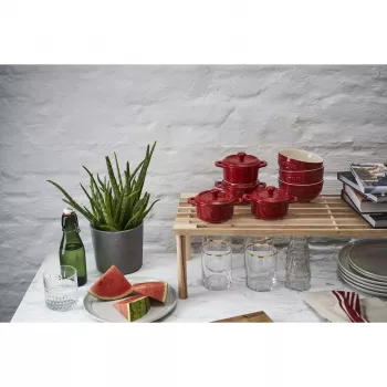 Staub Mini apvalus kokotų rinkinys, 4 vnt. – 200 ml, raudona