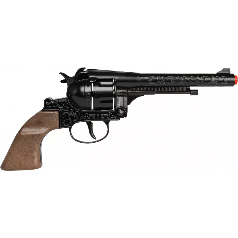 Pulio Metal Cowboy Revolver Gonher — metalinis žaislinis revolveris su kapsulėmis, modelis 155122/6