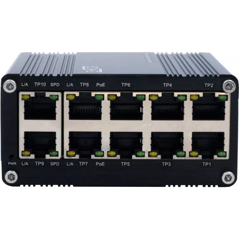 Nevaldomas PoE komutatorius Exsys EX-62025POE 10 prievadų Gigabit, 802.3af/at PoE palaikymas