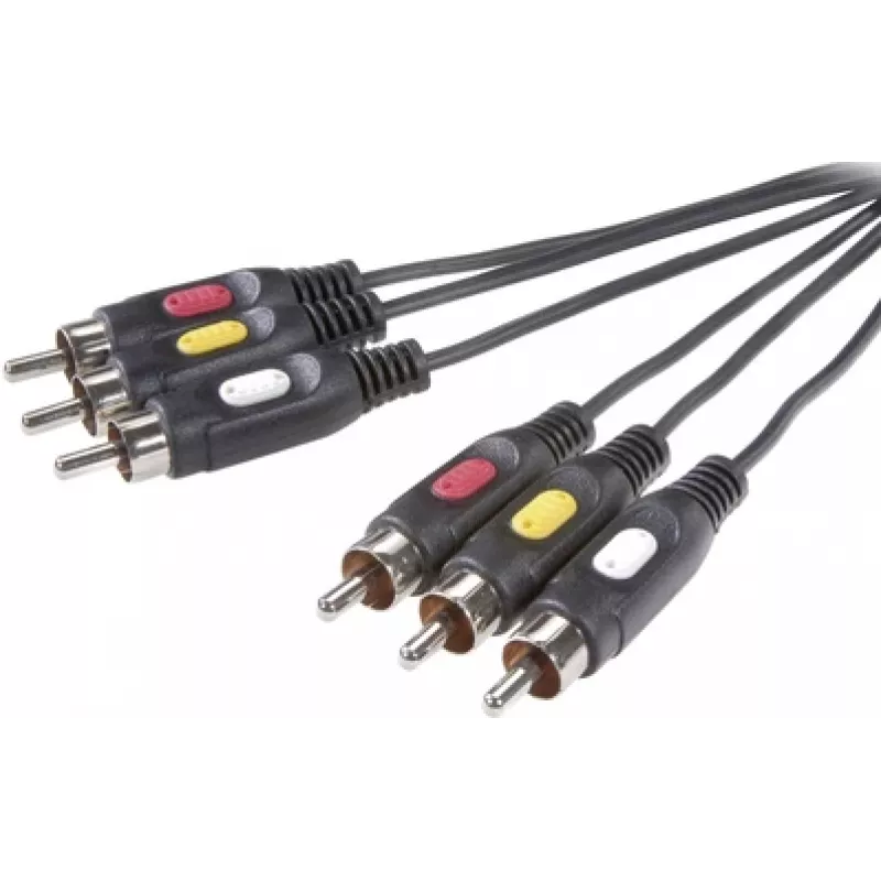SpeaKa Professional SP-7869868 Composite-Video-Cable 10 m 3 x RCA Juoda (SP-7869868)