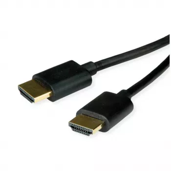 ROLINE HDMI High Speed Kabel mit Ethernet Slim ST-ST schwarz 1.5 m 11.04 - Kabel - Digital/Display/Video