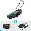 Akumuliatorinė vejapjovė PowerMax 37/36V P4A paruošta naudoti rinkinys, 36 voltų (2x18V) (juoda/pilka, 2x ličio jonų baterija 4,0Ah, POWER FOR ALL ALLIANCE)
