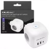 Maitinimo lizdų blokas QOLTEC 52548 su 3×AC lizdais ir USB prievadu
