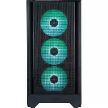 PC korpusas Silentware Flow 110 A-RGB Juoda — midi bokštas, grūdinto stiklo šoninis dangtis