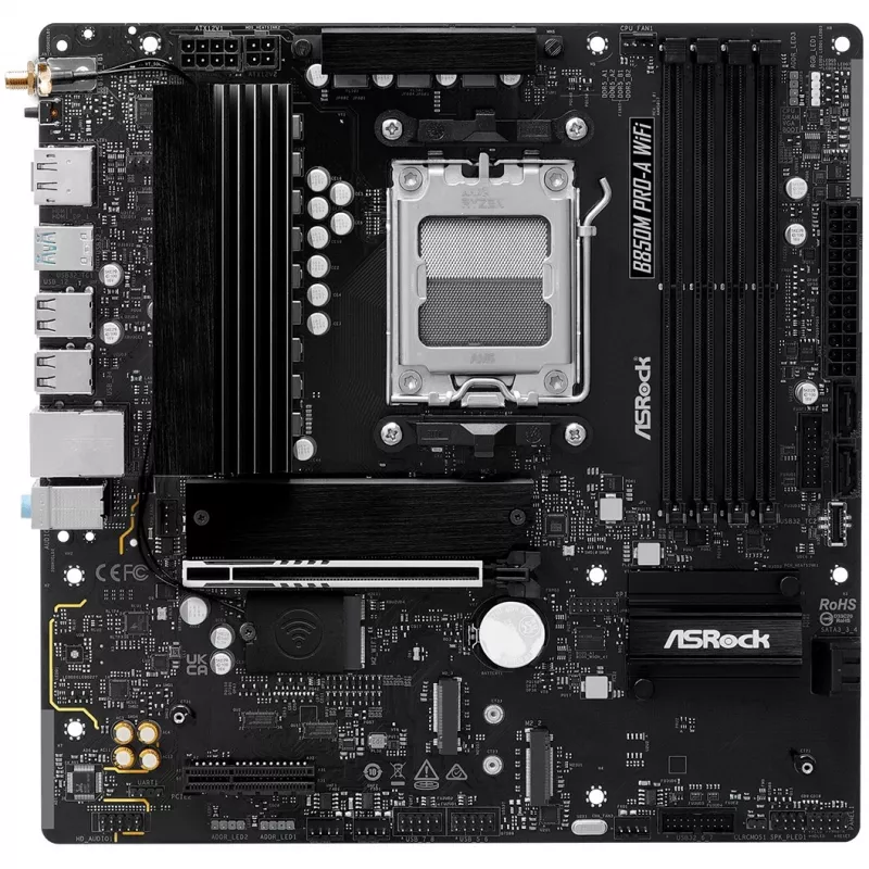 Motininė plokštė ASRock B850M Pro-A WiFi micro ATX – AMD B850, Socket AM5, DDR5, 4x DIMM, 256GB, Wi‑Fi, 2.5Gb LAN