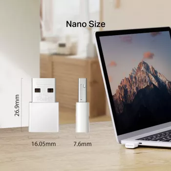 Tinklo USB adapteris MERCUSYS MA30N — Dviejų dažnių „Wi‑Fi“ (2,4/5 GHz), 400/867 Mbps, USB 2.0, vidinė antena, baltas