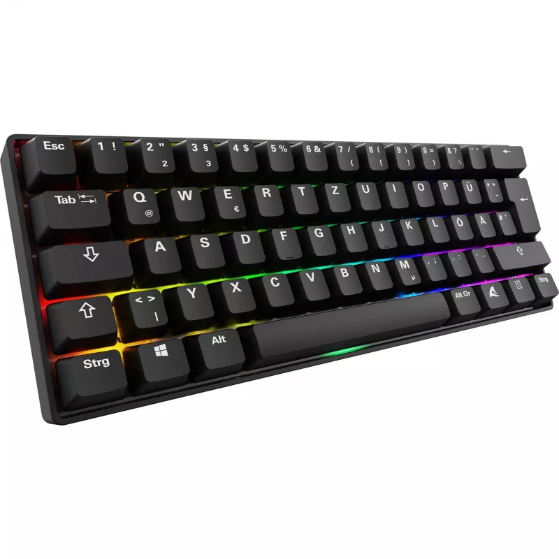 Klaviatūra Sharkoon 100065630 60% laidinė USB QWERTZ vokiška juoda