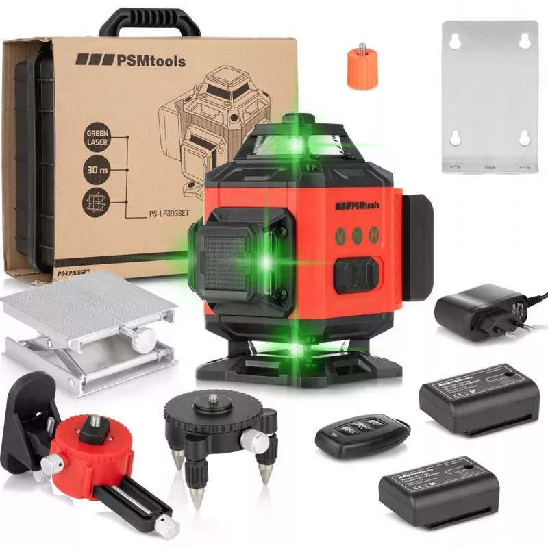Išmanusis lazeris 4x360° žalias 30 m – Smart LP30GSET, rotacinis plokštuminis lazeris niveliavimui ir derinimui