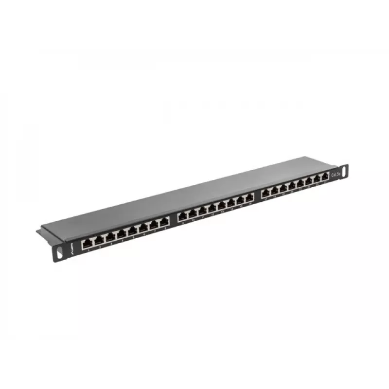 Patch panel LANBERG PPS5-0024-B 24 prievadų CAT5e, metalinis, 0.5U, 445×99×22.3 mm, juodas