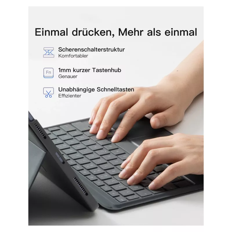inateck klaviatūra iPad 11 iPad 10-os kartos suderinama QWERTZ pilka