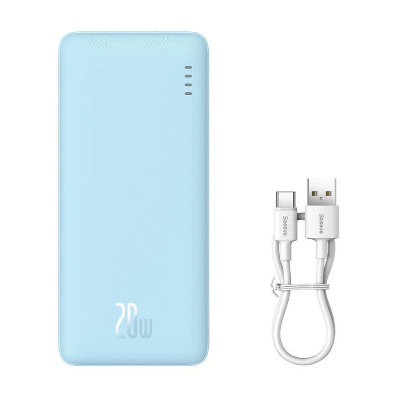 Nešiojama išorinė baterija Baseus Airpow 10000 mAh, 20W, LiPo, USB-C + USB-A, mėlyna
