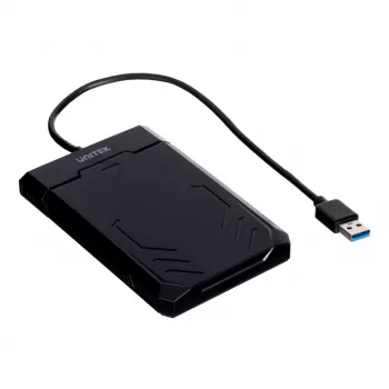 HDD/SSD dėžutė Unitek Y-3036, 2,5 colio SATA III, USB 3.2 Gen 1 (5 Gbit/s), UASP, integruotas USB-A laidas, juoda