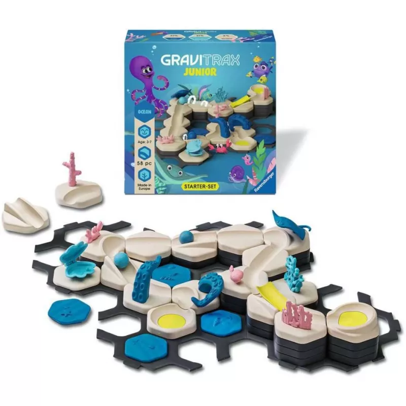 Rutuliukų ridenimo konstrukcinis rinkinys Ravensburger GraviTrax Junior Starter Set S dykumos trasa, modelis 24585