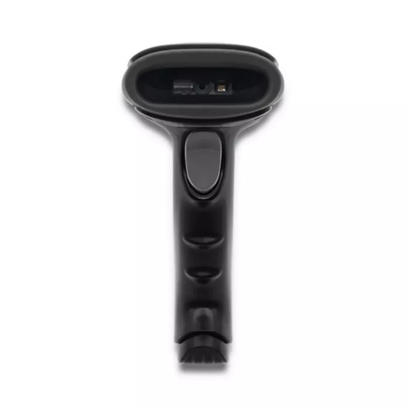 Rankinis brūkšninių kodų skaitytuvas QOLTEC 50868 — 1D/2D lazerinis skaitytuvas, USB laidinis ir belaidis, skaitymo atstumas 600 mm, juodas