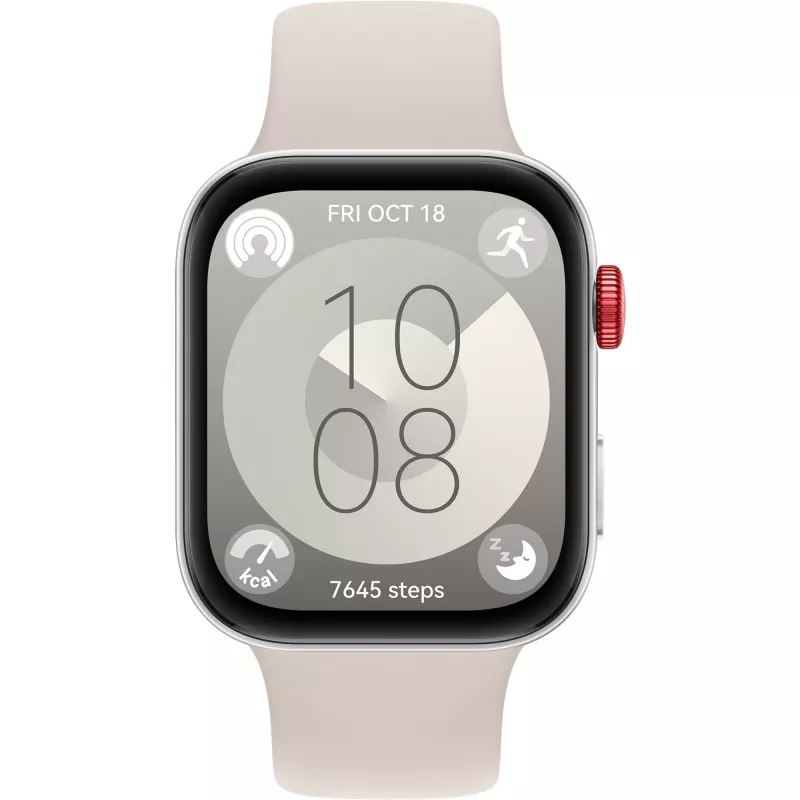Huawei Watch Fit 3 - aliuminio lydinys - išmanusis laikrodis su dirželiu - oda - balta - riešo dydis: 120-190 mm - Ekranas 4,6 cm (1,82) - Bluetooth