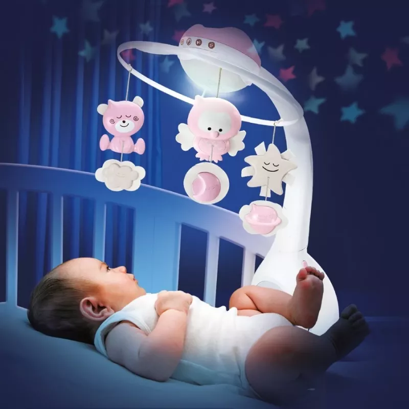 Kūdikių muzikinė dėžutė B-kids 3in1 Infantino 150302050 — pudrinė rožinė, 3-in-1 raminantis žaislas