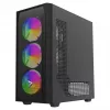 PC korpusas SAVIO Noctis Flow RGB — Cube, ATX/Mini-ITX, 3x 120 mm priekiniai ventiliatoriai, grūdintas stiklas šone, maks. GPU 35 cm