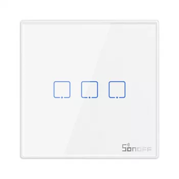 Išmanusis belaidis sieninis jungiklis Sonoff T2EU3C-RF 433MHz (3 kanalų)