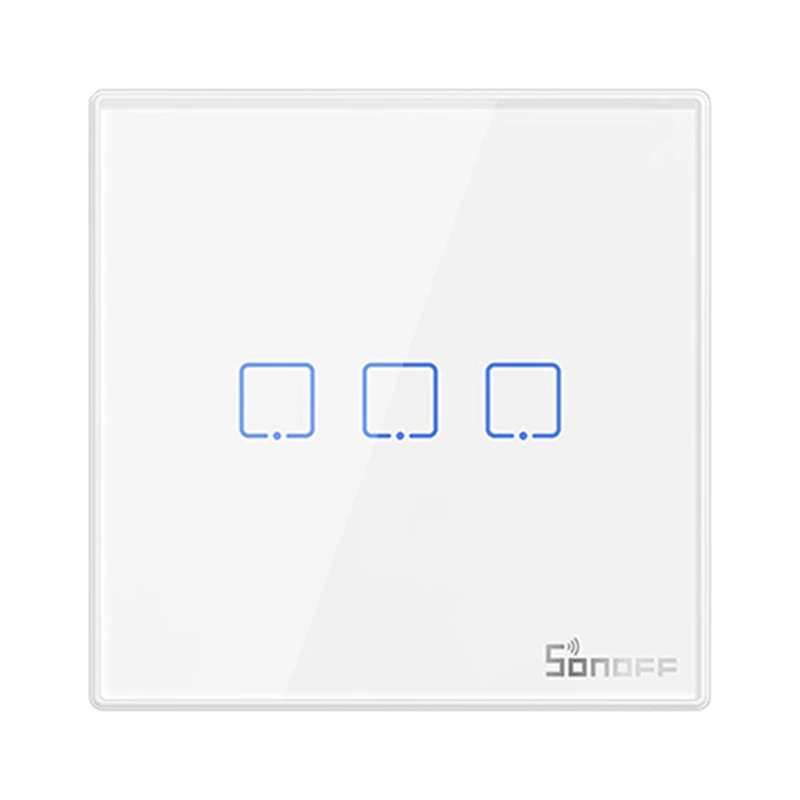 Išmanusis belaidis sieninis jungiklis Sonoff T2EU3C-RF 433MHz (3 kanalų)