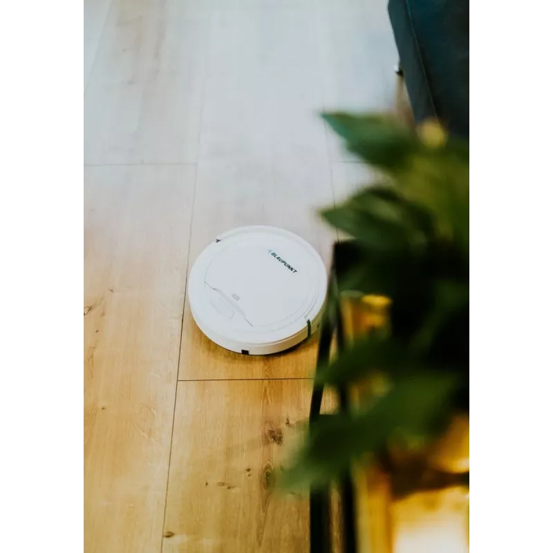 Robotinis dulkių siurblys BLAUPUNKT RVC201 — apvalus, baltas, 0,5 l talpos be maišelio dulkių konteineris, 55 min. veikimo laikas