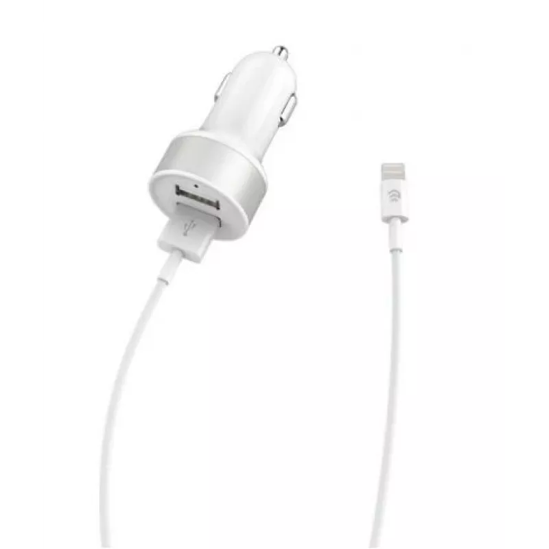 Automobilinis kroviklis Devia Smart Series Dual USB 2,4 A su integruotu Lightning kabeliu