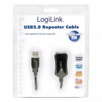 LogiLink USB 2.0 kartotuvinis kabelis - 5,0 m USB kabelis 5 M USB A