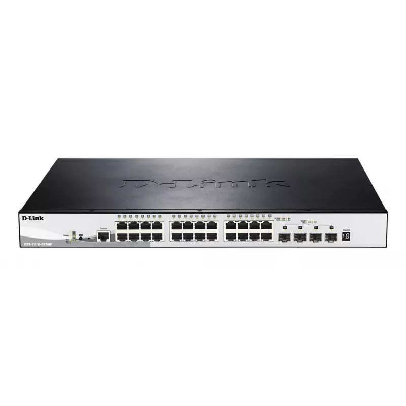D-Link DGS-1510-28XMP valdomas L2/L3 Gigabit Ethernet (10/100/1000) Power over Ethernet (PoE) juodas, pilkas