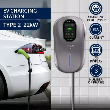 EV įkrovimo stotelė QOLTEC 52430 22 kW Wi‑Fi RFID 3‑fazė, 32 A, Type 2, IP54