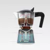 Moka puodas Maestro MR-1658-3 — aliuminis viryklės kavos virimo aparatas, 3 puodeliai (0,15 l), juodas, atlenkiamas dangtis