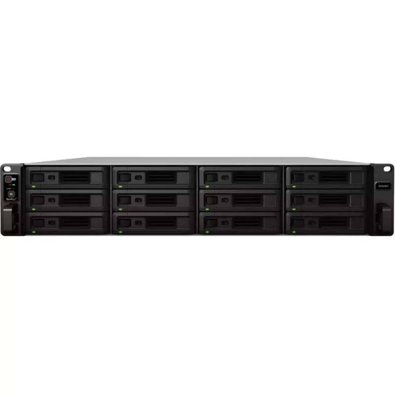 Synology SA3200D NAS serveris, 12 vietų, montuojamas į stovą, RAID 0/1/5/6/10/JBOD/RAID F1, 16 GB RAM, GbE/10GbE, iSCSI, 2U (SA3200D)