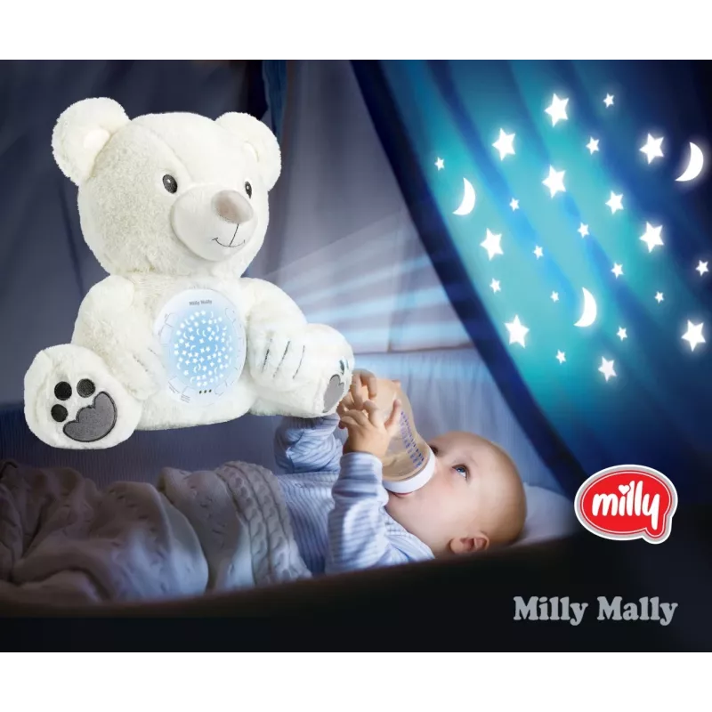 Pliušinis projektorius-žaislas Milly Mally Bear 5656 su švelnia šviesa darželiui