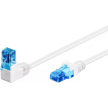 Goobay CAT 6A jungiamasis laidas 1x 90° kampuotas, U/UTP, baltas, 3 m - užrakto liežuvėlis viršuje, CCA vario mišinys (51538)