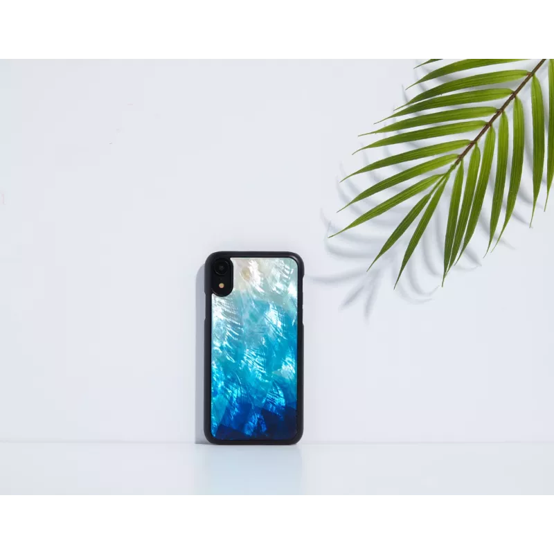 Išmaniojo telefono dėklas iKins, skirtas iPhone XR — mėlynos ežero spalvos išorė, juoda vidinė pusė